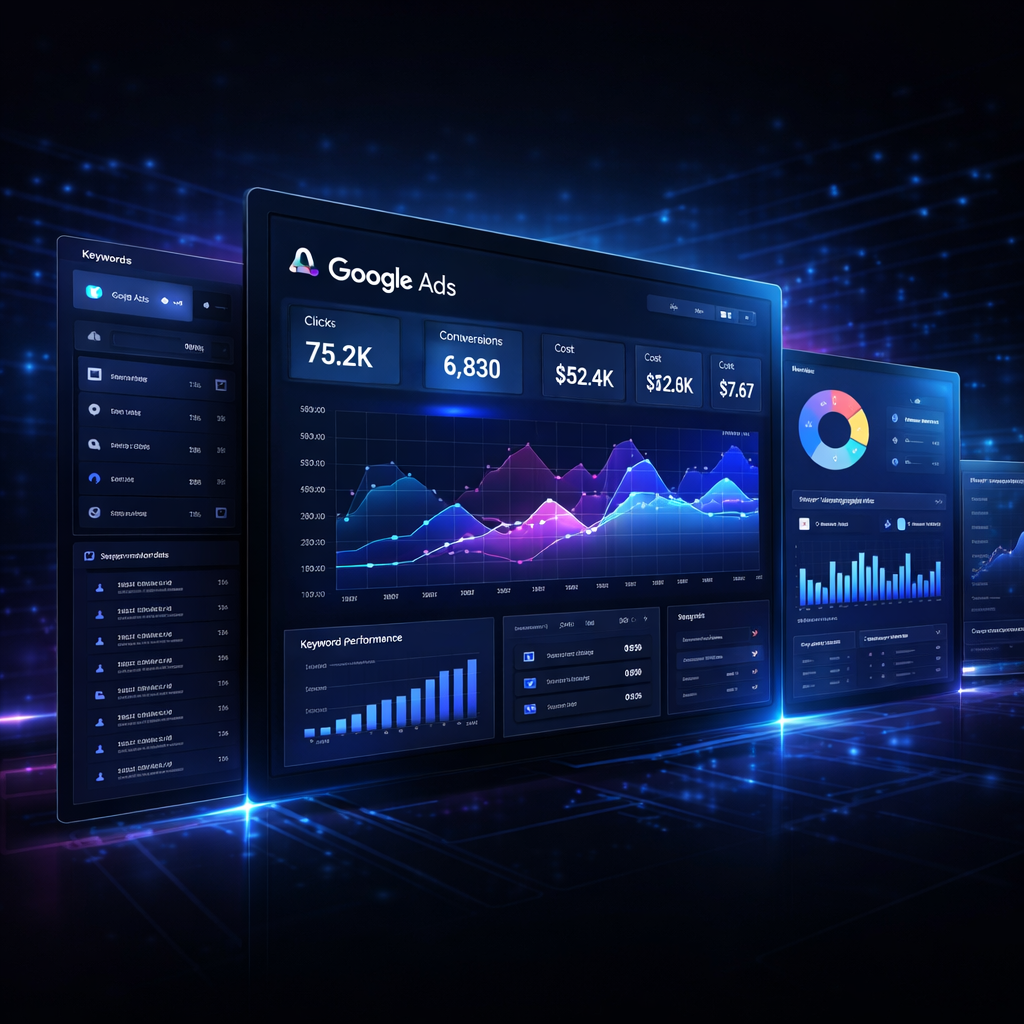 Google Ads data visualization background